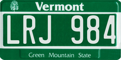 VT license plate LRJ984