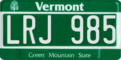 VT license plate LRJ985