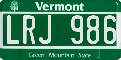 VT license plate LRJ986