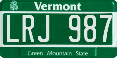 VT license plate LRJ987
