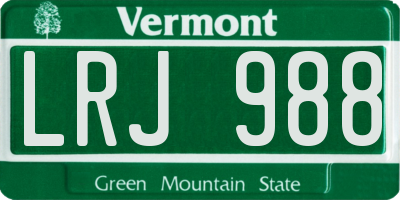VT license plate LRJ988