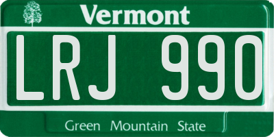 VT license plate LRJ990