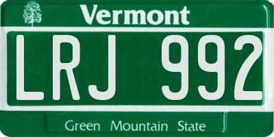 VT license plate LRJ992