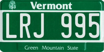 VT license plate LRJ995