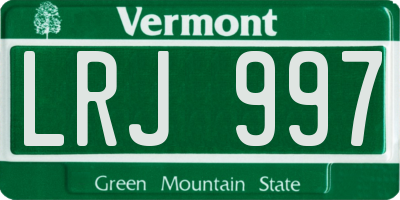 VT license plate LRJ997