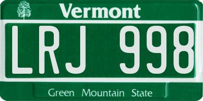 VT license plate LRJ998