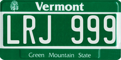 VT license plate LRJ999