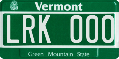 VT license plate LRK000