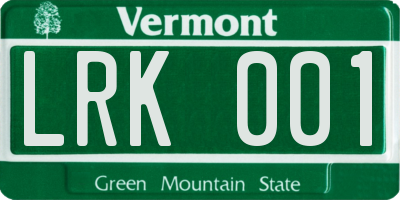 VT license plate LRK001