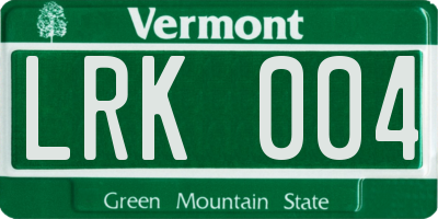VT license plate LRK004