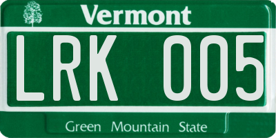VT license plate LRK005