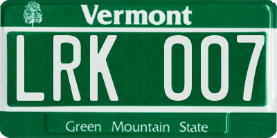 VT license plate LRK007