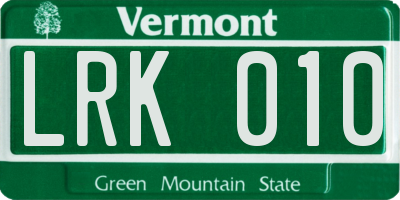 VT license plate LRK010
