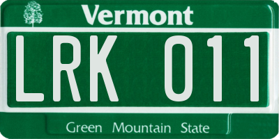 VT license plate LRK011