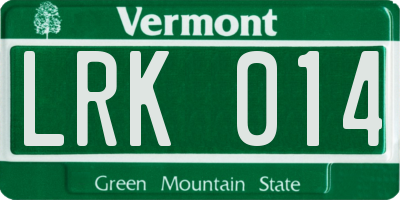 VT license plate LRK014