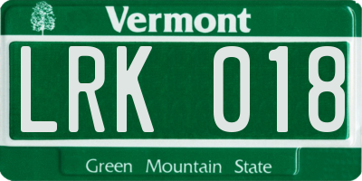 VT license plate LRK018