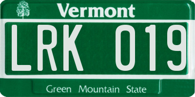 VT license plate LRK019