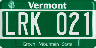 VT license plate LRK021