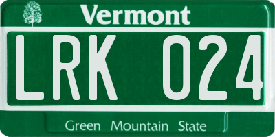 VT license plate LRK024
