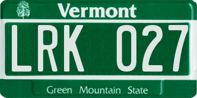 VT license plate LRK027