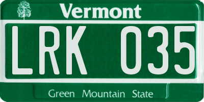 VT license plate LRK035