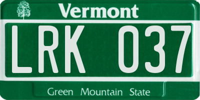 VT license plate LRK037