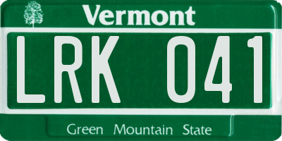 VT license plate LRK041