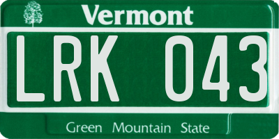 VT license plate LRK043