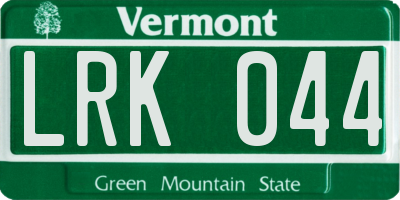 VT license plate LRK044