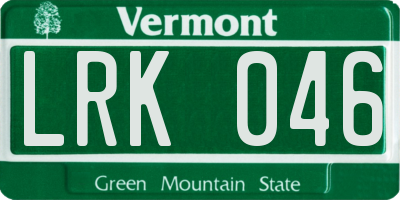 VT license plate LRK046