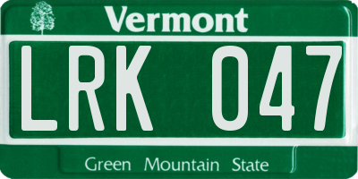 VT license plate LRK047