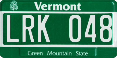 VT license plate LRK048