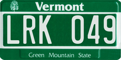 VT license plate LRK049