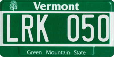 VT license plate LRK050