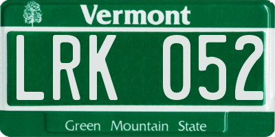VT license plate LRK052