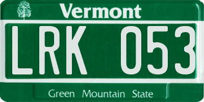 VT license plate LRK053