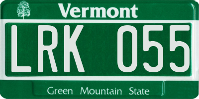 VT license plate LRK055