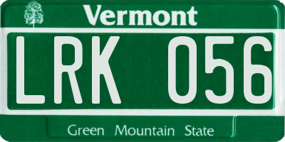 VT license plate LRK056