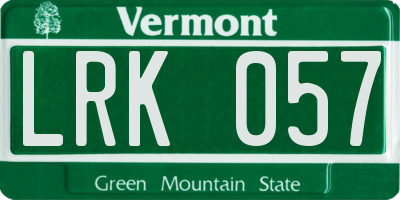 VT license plate LRK057