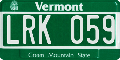 VT license plate LRK059