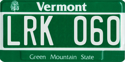 VT license plate LRK060