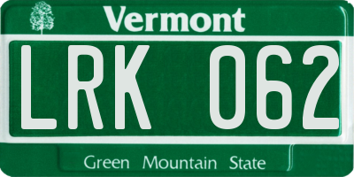 VT license plate LRK062