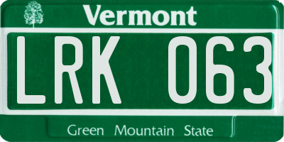VT license plate LRK063