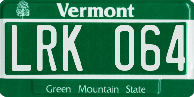 VT license plate LRK064