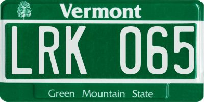 VT license plate LRK065