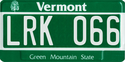 VT license plate LRK066