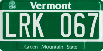 VT license plate LRK067