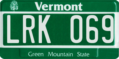 VT license plate LRK069
