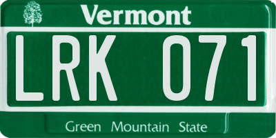VT license plate LRK071