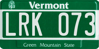 VT license plate LRK073